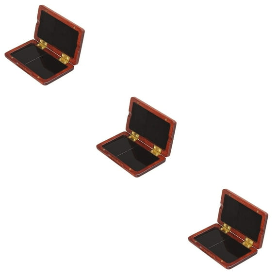 Raindrops Clarinet Reed Case Black Walnut Dark Red For Musicians 3Pcs 10x6.1x1.8Cm