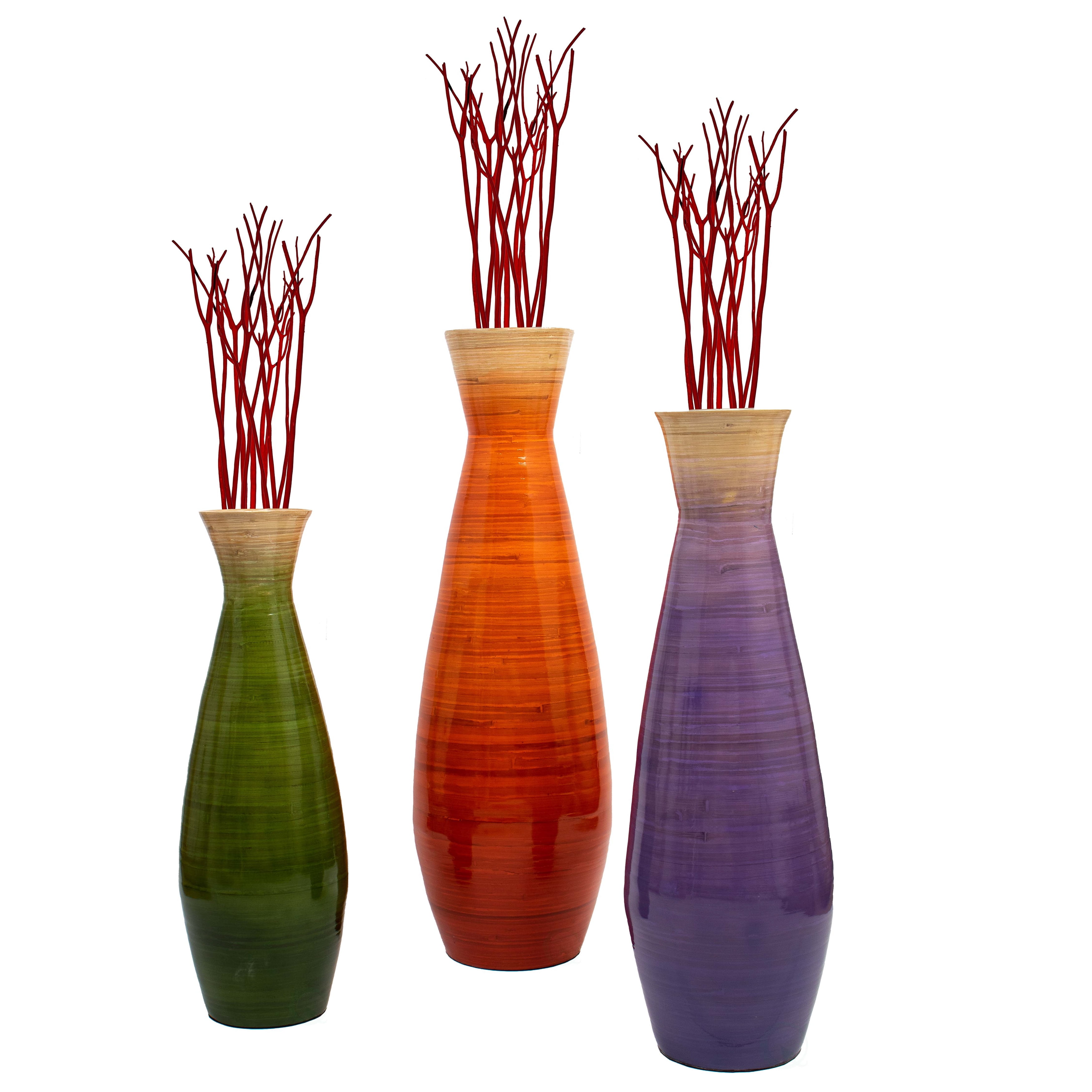 mudder Outlaw stempel Set of 3 Classic Bamboo Floor Vase Handmade, For Dining, Living Room,  Entryway, Fill Up With Dried Branches Or Flowers - Walmart.com