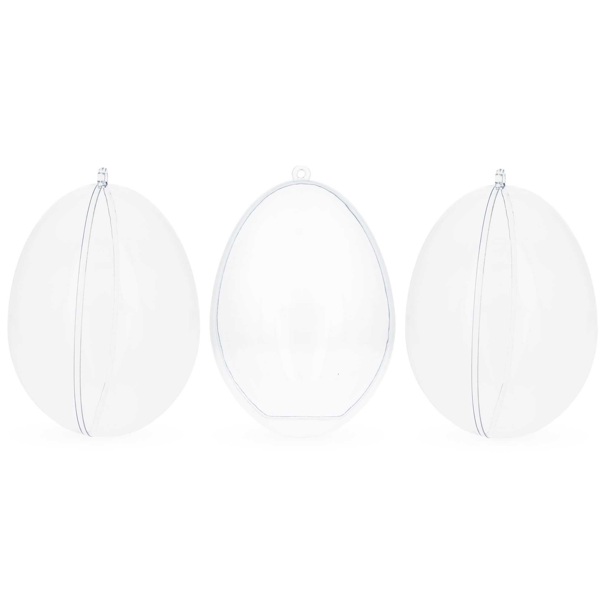 Set of 3 Clear Plastic Egg Ornaments 5.9 Inches (150 mm)