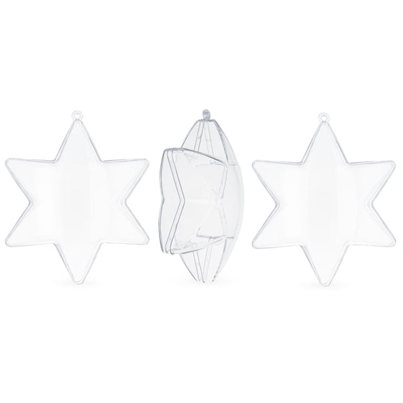 Set of 3 Clear Plastic Hexagon Ornaments 4 Inches