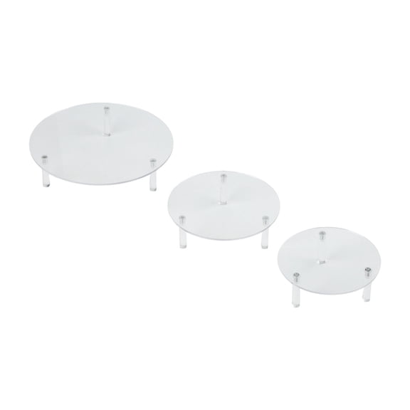Set of 3 Clear Round Acrylic Display Risers for Cakes, Jewelry & Decor