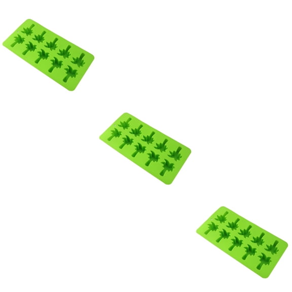LITINKIMI Green Coconut Tree Ice Cube Tray for Baking and Party Use 3Pcs
