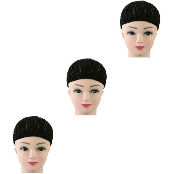 Set of 3 Cornrow Braid Wig Caps for Women Stretchable Making Wigs