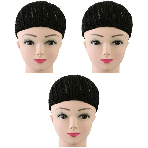 Set of 3 Cornrow Cap Wigs for Sew-In Weave, Comfortable and Stylish for Women