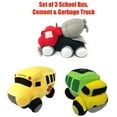 thumbnail image 1 of Set of 3 Cozy Bear School Bus, Cement Truck & Garbage Truck Soft Plush Toy 10”, 1 of 7