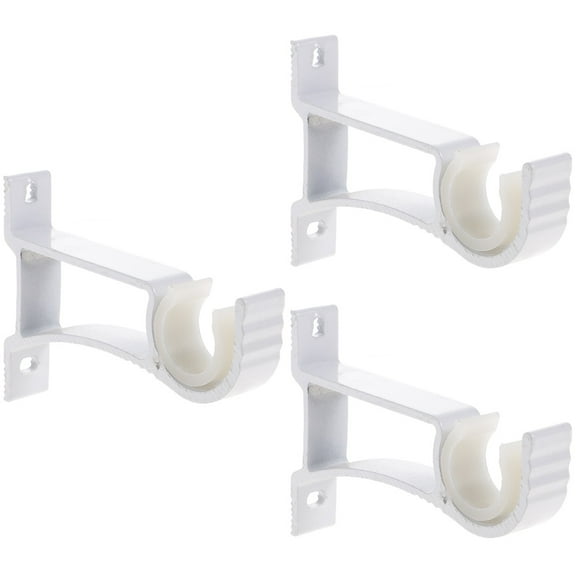 Set of 3 Curtain Rod Bracket Window Rods Tap Black Out Heavy Duty Hooks White