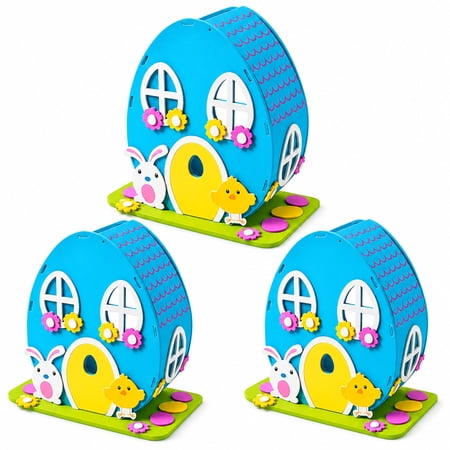 Set of 3 DIY Foam Easter House Kit – Craft Bunny and Chick Decoration