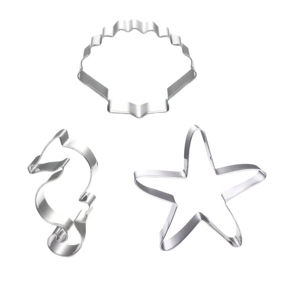 Set of 3 DIY Stainless Steel Starfish Hippocampus Shell Shape Cookie Cutter Fondant Cutter