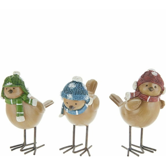 Set of 3 Decorative Birds with Hats & Scarves by Valerie