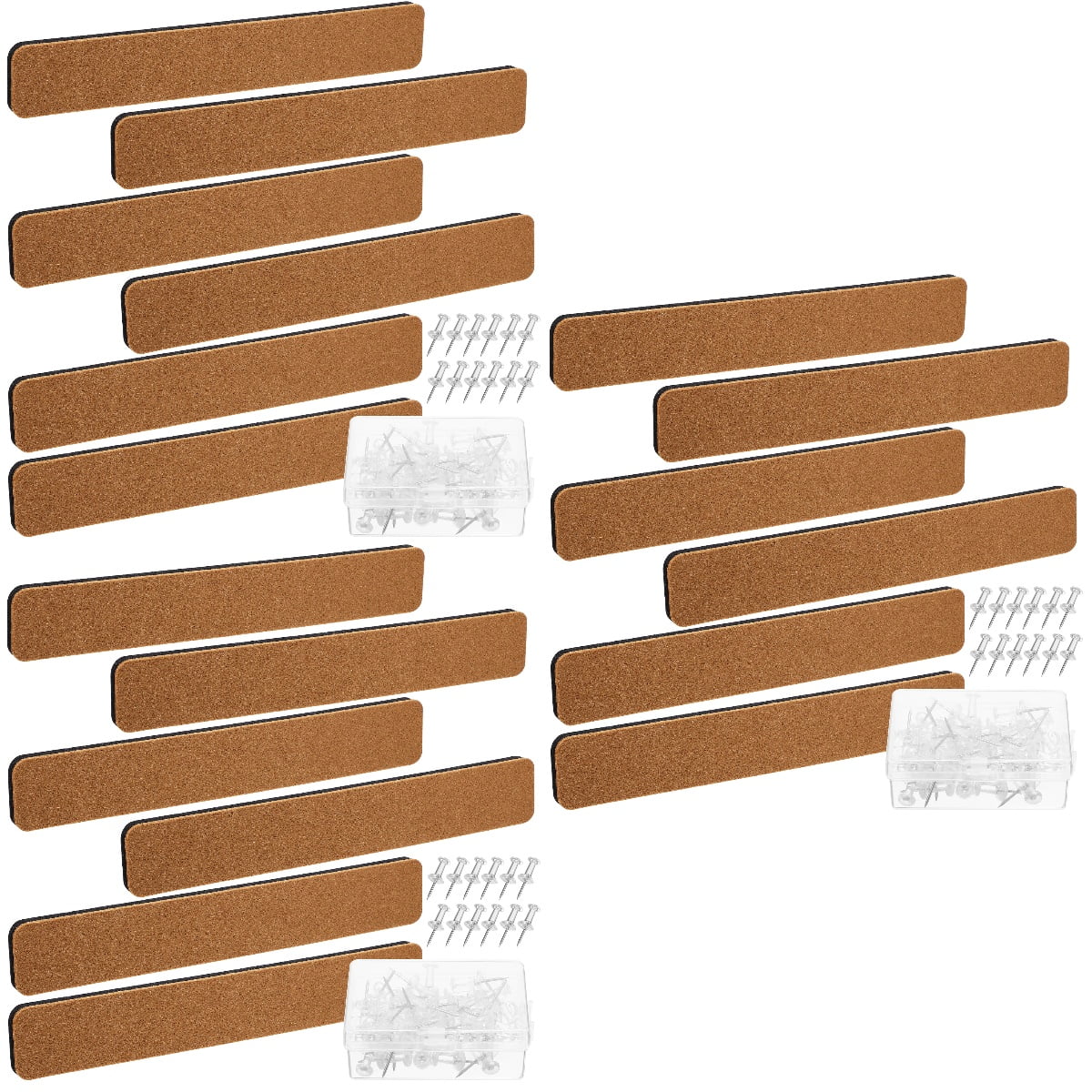 Set of 3 Decorative Board Felt Strips Transparent Thumbtacks Cork for Office Bulletin Boards