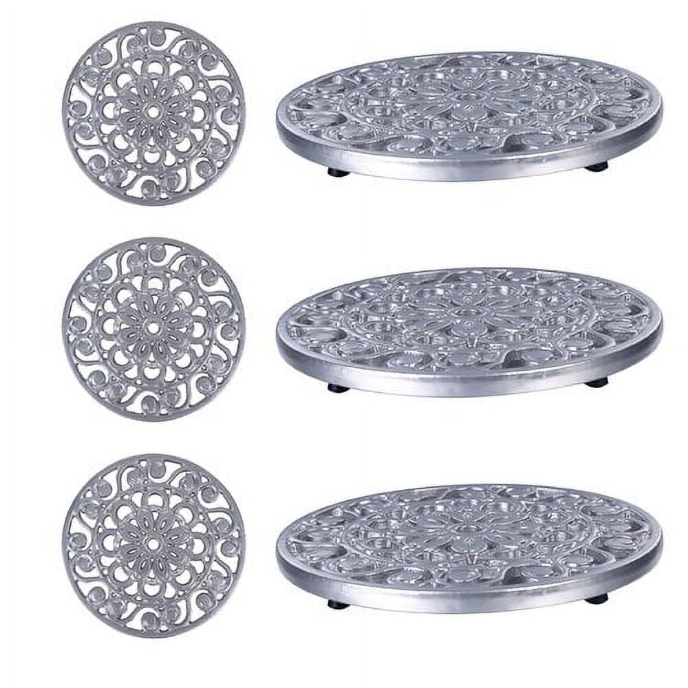 Set of 3 Decorative Cast Iron Metal Trivets by Trademark Innovations