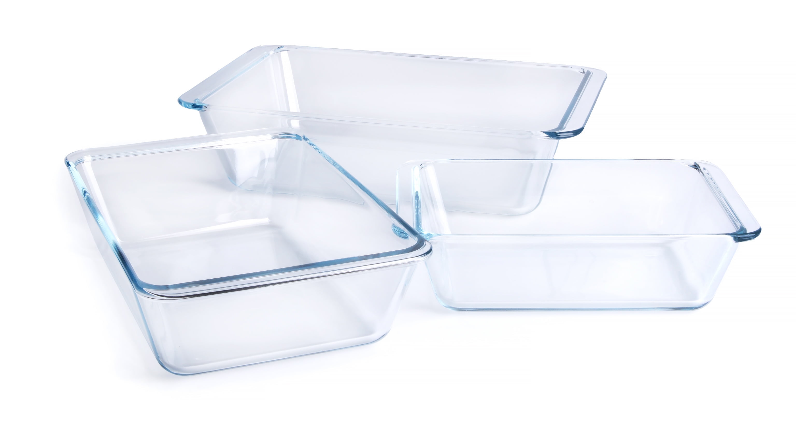 Set of 3 Deep Rectangular Tempered Glass Baking Dish 3.5L+2.3L+1.4L