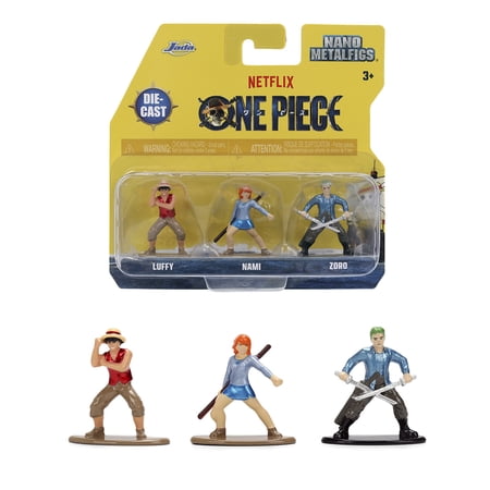 One Piece Netflix Luffy Nami Zoro Nano Metalfigs 3-Pack Die-Cast Figures Set – Series 1 by Jada Toys