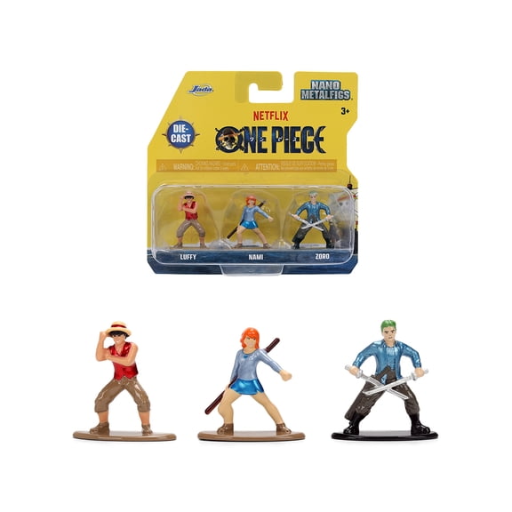 Set of 3 Diecast Figures "One Piece" (2023-Current) TV Series "Nano Metalfigs" Series Diecast Models by Jada