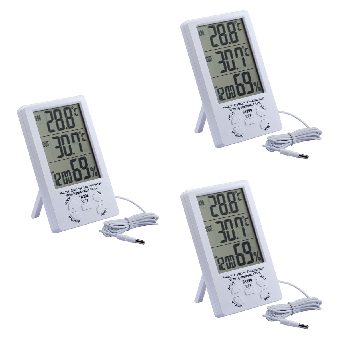 Humidity Set Set of 3 Digital Humidity Monitor Display Celsius White - Walmart.com