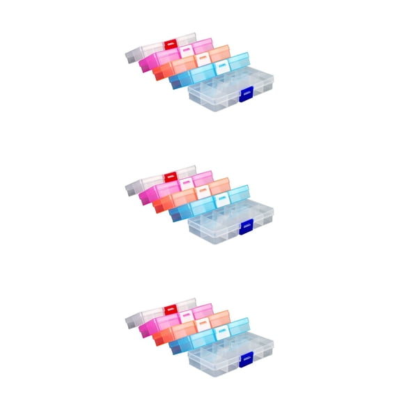 Set of 3 Divider Tin Plastic Storage Container Bead Organizer