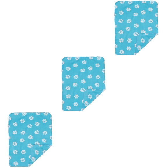Set of 3 Dog Blanket Puppy Comforter Ultra-soft Fleece White Paw Print Travel