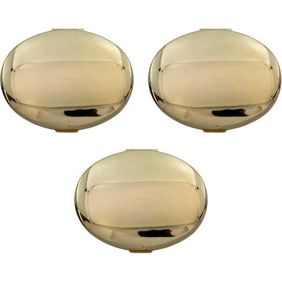 Set of 3 Double Sided Magnifying Compact Mirrors With Reflective Metal Finish (Gold, Oval)