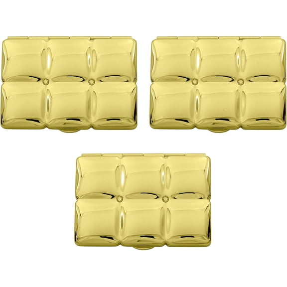 Set of 3 Double Sided Magnifying Rectangular Compact Mirrors Bubble Pattern (Gold)