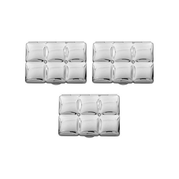 Set of 3 Double Sided Magnifying Rectangular Compact Mirrors Bubble Pattern (Silver)