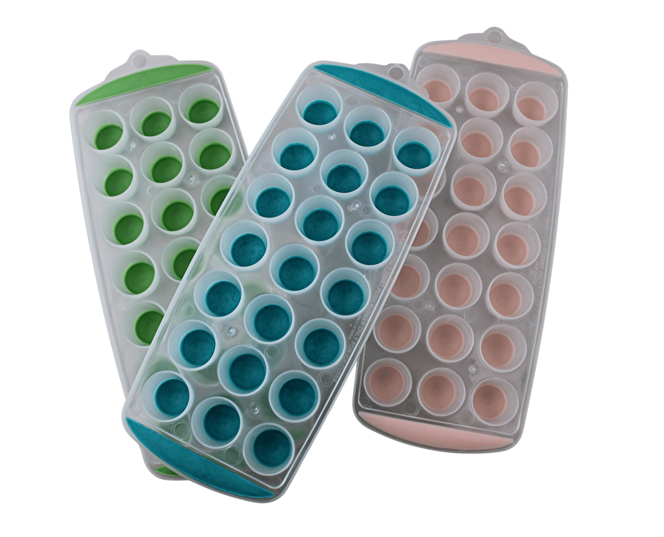 Set of 3 Easy Push Pop Out Round Mini Ice Cube Trays with Flexible