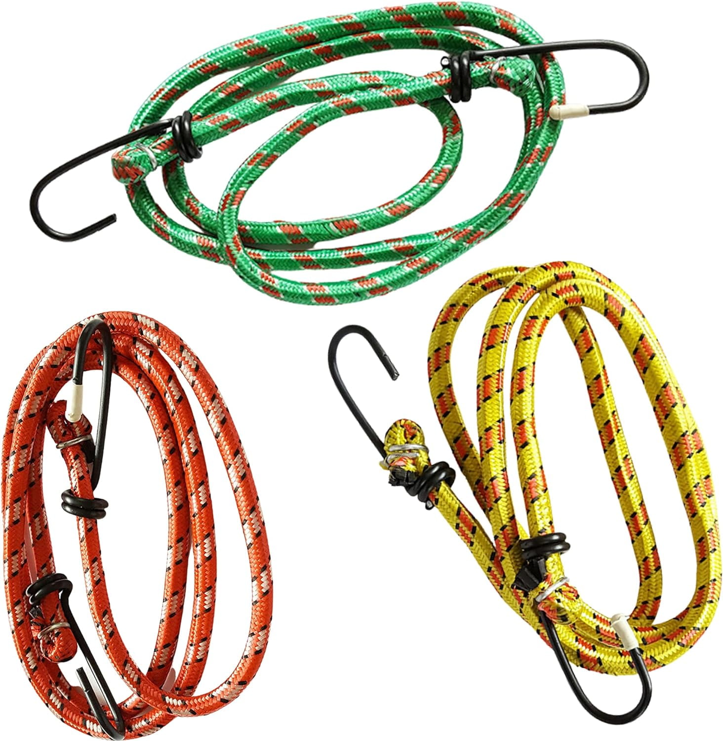 Set of 3 Elastic luggage Bungee golf straps Cords with Hooks 100cm Assorted Colours