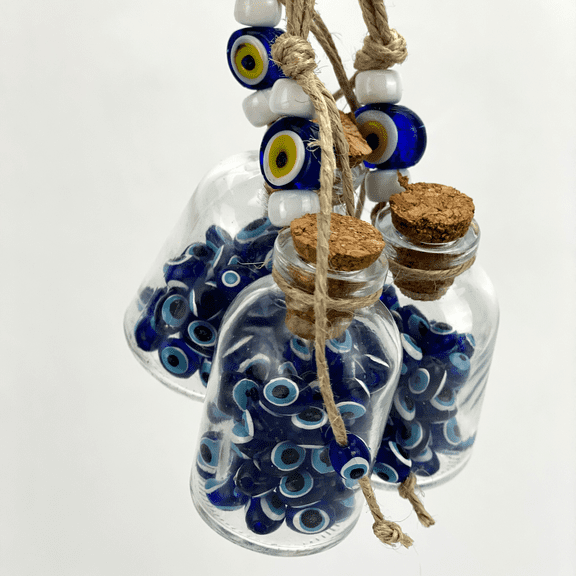 Set of 3 Evil Eye Beads Bottles Home Hanging Decoration Car Mirror Decoration Wedding Favors