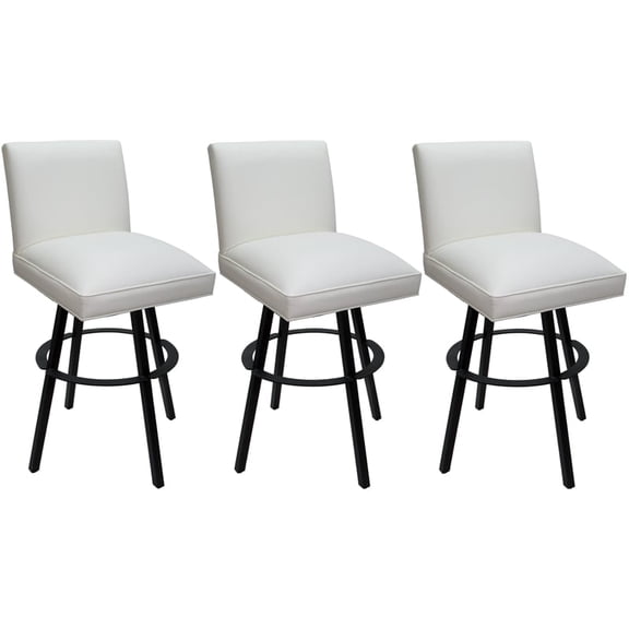 Sommerville Extra Tall Swivel Metal Stool in White Vinyl/Black (Set of 3)