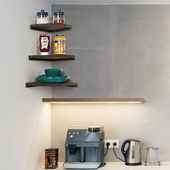 Set of 3 Farmhouse Floating Corner Shelves Bathroom Hanging Decor Storage Rack