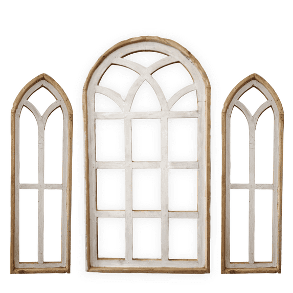 Set of 3 Farmhouse Wooden Paradise Window Collection Window Arches Farmhouse Wood Cathedrals