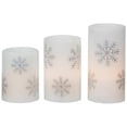 thumbnail image 1 of Northlight LED Flameless Flickering Wax Pillar Snowflake Christmas Candles - 6" - Set of 3, 1 of 7