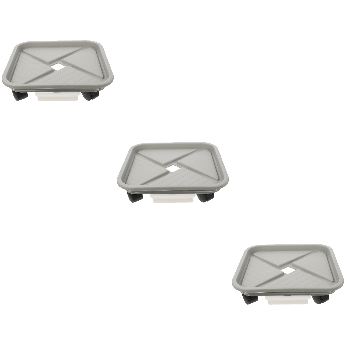 Set of 3 Flower Pot Tray House Plants Rollers Plastic Tray for Plants