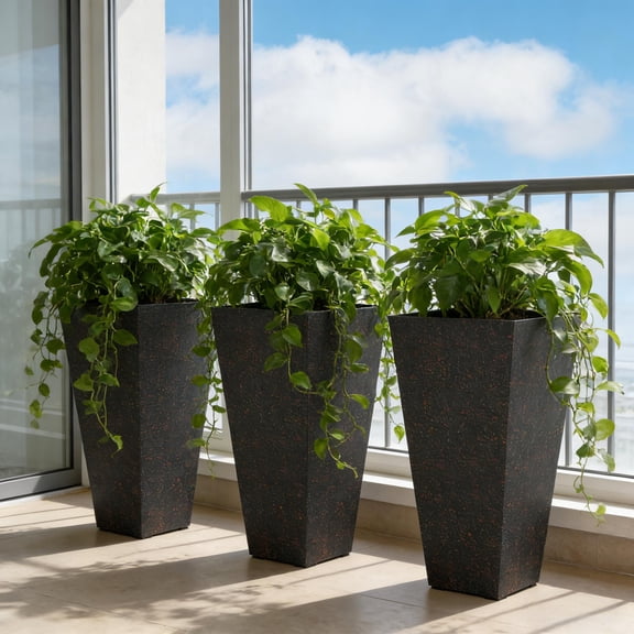 Set of 3 Flower Pots, Tall Planters