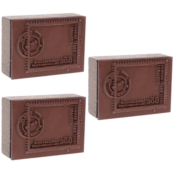 Set of 3 Flower Theme Stamp Mailing Flip Card Child Light Brown