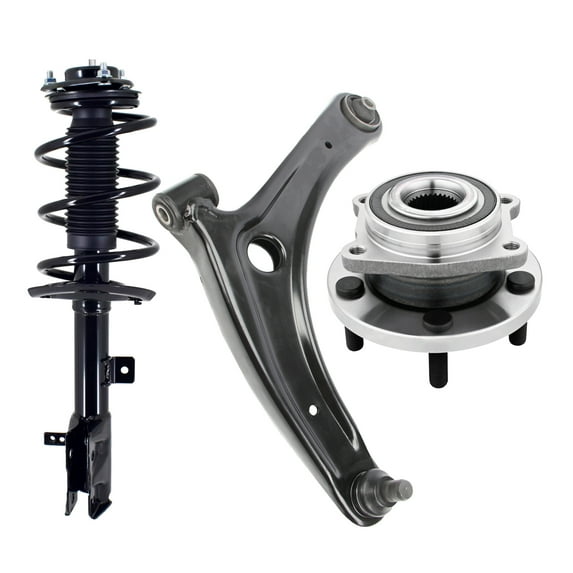 Set of 3 Front Left Lower Control Arm Ball Joint-Wheel Hub Bearing Assembly-Quick Complete Strut-Coil Spring Assembly For 2009 Dodge Caliber