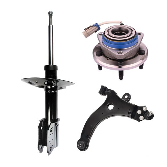 Set of 3 Front Left Lower Control Arm Ball Joint-Wheel Hub Bearing Assembly-Suspension Strut Assembly For 1997-2001 Buick Century