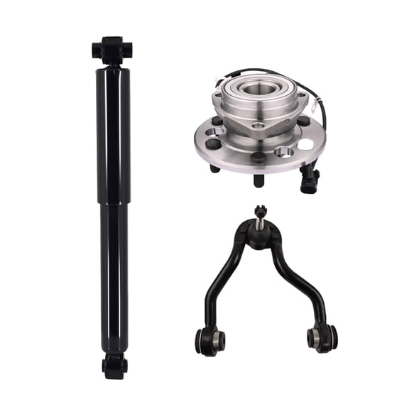 Set of 3 Front Left Upper Control Arm Ball Joint-Wheel Hub Bearing Assembly-Shock Absorber For 1995-1999 Chevrolet K1500