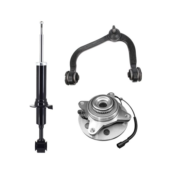 Set of 3 Front Left Upper Control Arm Ball Joint-Wheel Hub Bearing Assembly-Suspension Strut Assembly For 2004 2005 Ford F-150