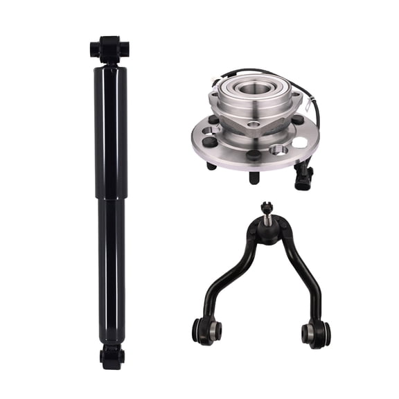 Set of 3 Front Right Upper Control Arm Ball Joint-Wheel Hub Bearing Assembly-Shock Absorber For 1995-2000 GMC Yukon