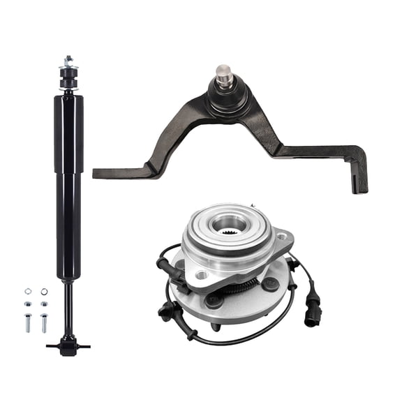 Set of 3 Front Right Upper Control Arm Ball Joint-Wheel Hub Bearing Assembly-Shock Absorber For 2001-2005 Ford Explorer Sport Trac