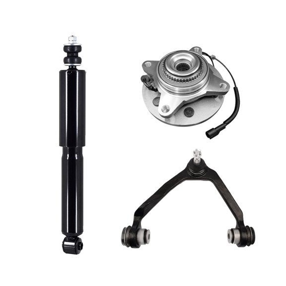 Set of 3 Front Right Upper Control Arm Ball Joint-Wheel Hub Bearing Assembly-Shock Absorber For 2004 Ford F-150 Heritage