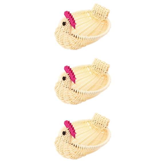 SOPOTUTU Handmade Beige Rattan Basket with Cute Animal Design, Easter Decor, Woven Storage Organizer for Home and Office Use
