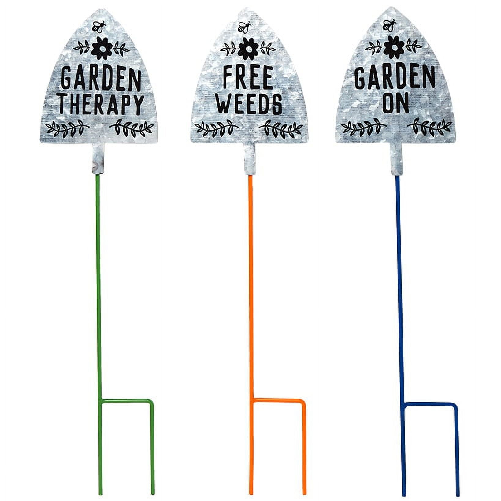 Set of 3 Multicolor Iron Garden Signs with Quotes