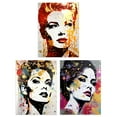 thumbnail image 1 of Set of 3 Glam Glitter Aesthetic Women Splat Paint Portraits Gold Red Teal Retro Beauty Unframed Wall Art Living Room Poster Prints Pack, 1 of 5