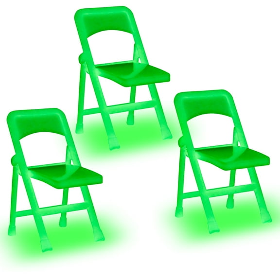 Set of 3 Glow In The Dark Folding Chairs for WWE & AEW Wrestling Action Figures (4 Inches Long)