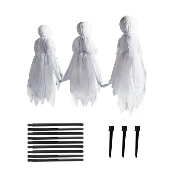Set of 3 Glowing Face Witches 6 Feet Tall Outdoor Yard Halloween Decoration Holding Hands