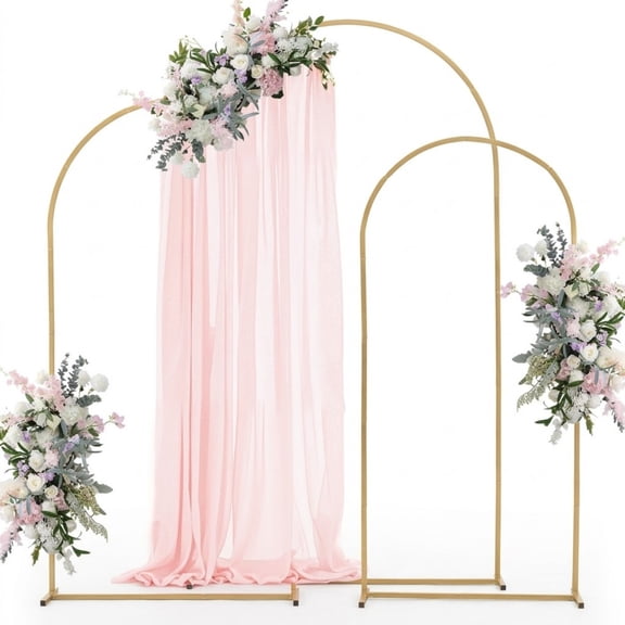 Set of 3 Gold Metal Arch Backdrop Stands, 7.2ft 6.6ft 6ft Wedding Arches