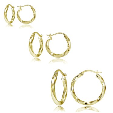 925 Sterling Silver Twist Creole Hoop Earrings - 20mm Diameter, Hinged Closure, Nickel-Free, Made In USA