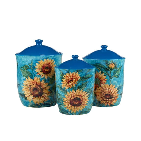 Set of 3 Golden Sunflower Canisters