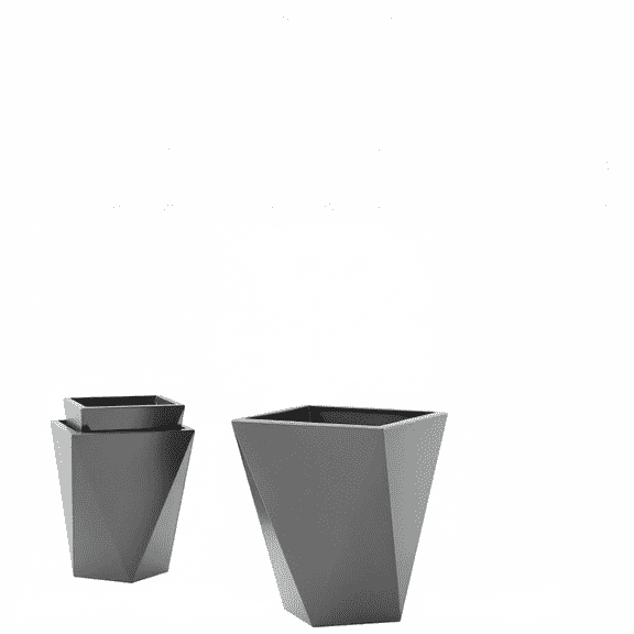 Set of 3 Gray Geometric MGO Stackable Planters, Tall Self-Draining Pots